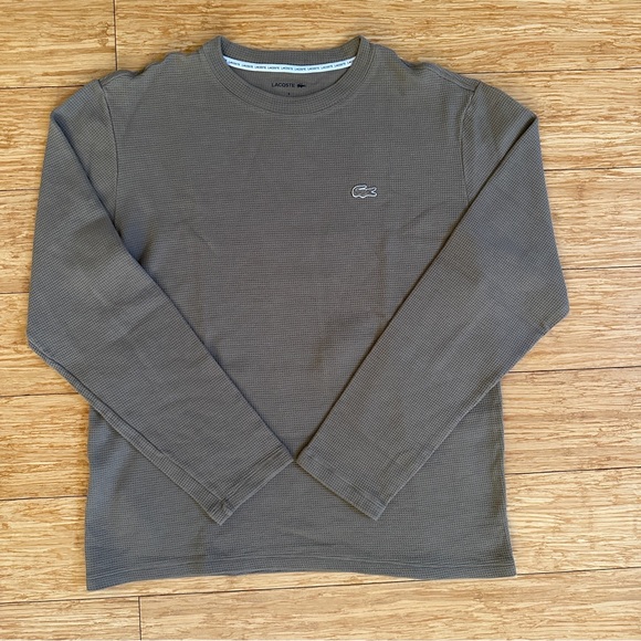 Men's Lacoste Brown Tan Thermal Long Sleeve Size Medium - Picture 2 of 8